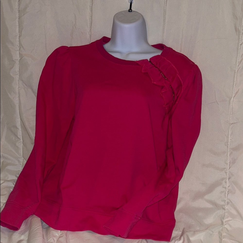 Milly Fuchsia Ruffle Sweatshirt